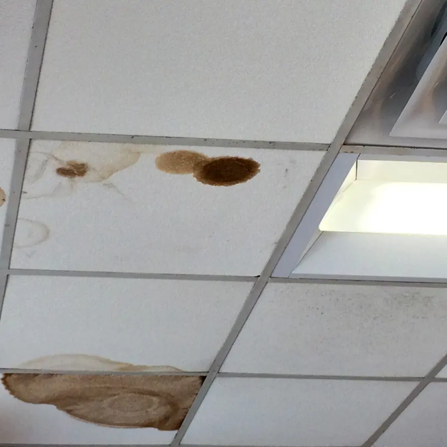 Roof and storm leak water stains on a Forest Park, GA ceiling